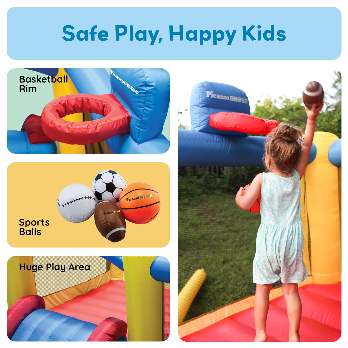 PicassoTiles KC102 safety mesh walls keep players within the bounce area