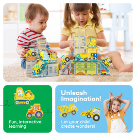 PicassoTiles magnet tiles concrete mixer brings color and motion to kid-led construction stories.