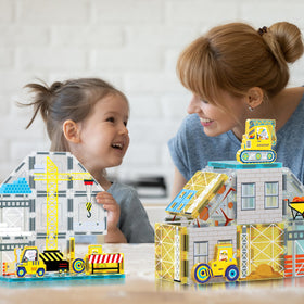 PicassoTiles magnet tiles with excavator enhances hands-on design and spatial planning.