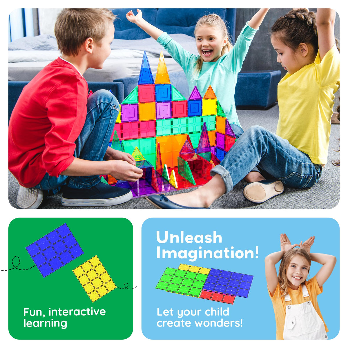 PicassoTiles Magnetic-Edges-Smooth emphasizes safe handling during building sessions.