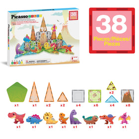 PicassoTiles magnetic tiles with themed prints for color and design exploration