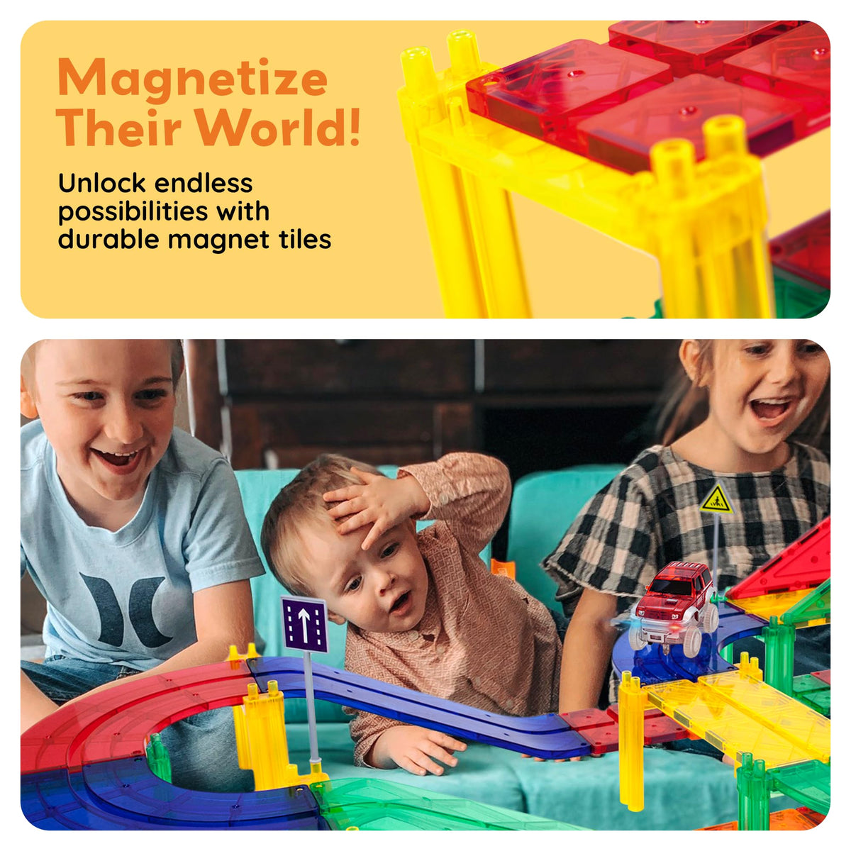PicassoTiles magnetic tiles closeup reveal safe, durable ABS construction for long lasting use.