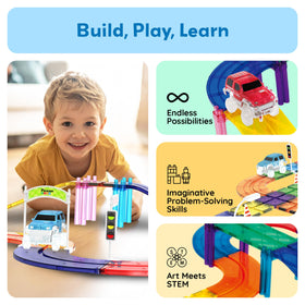 PicassoTiles magnetic tiles enable expandable tracks for evolving challenges