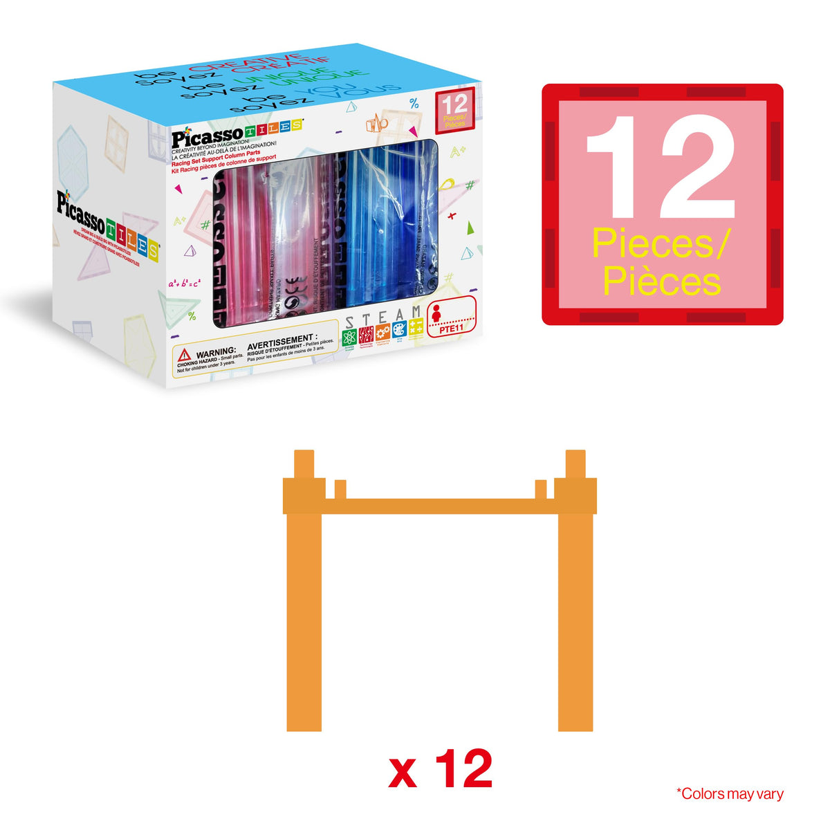 PicassoTiles vertical build demonstrates balance and gravity in action.