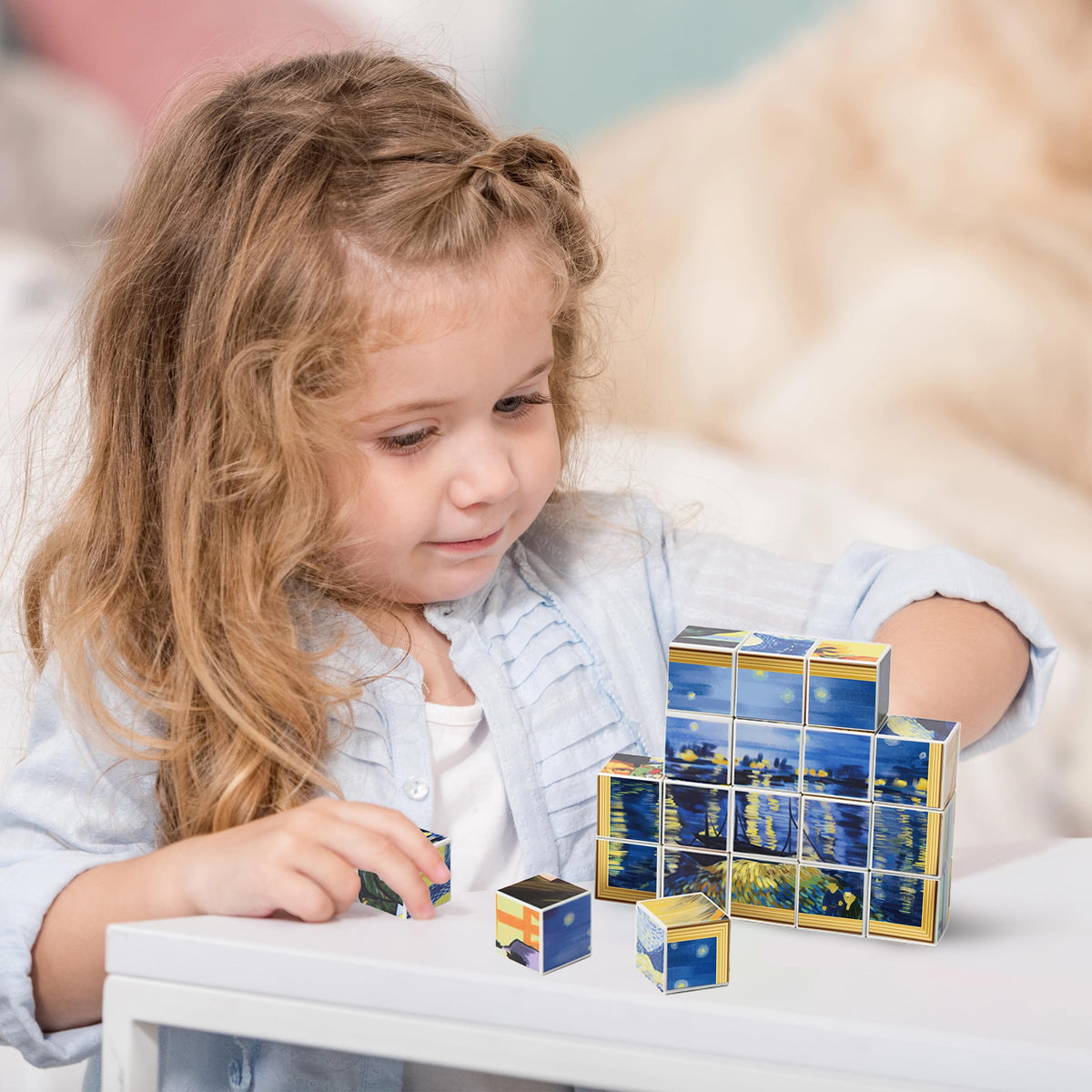 PicassoTiles Mona Lisa puzzle cubes for hands-on art history
