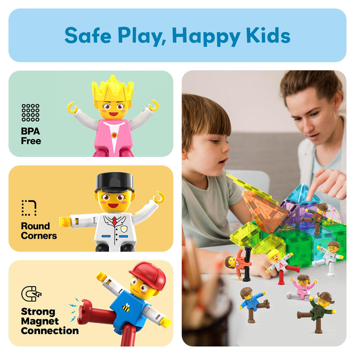 PicassoTiles open-ended play encourages creativity and expressive storytelling.