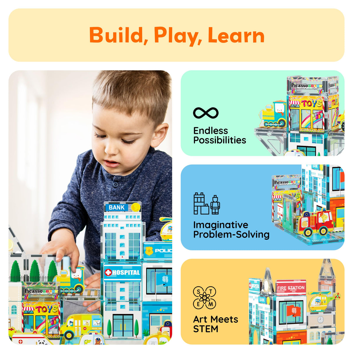 PicassoTiles police car figure enhances storytelling and urban safety themes