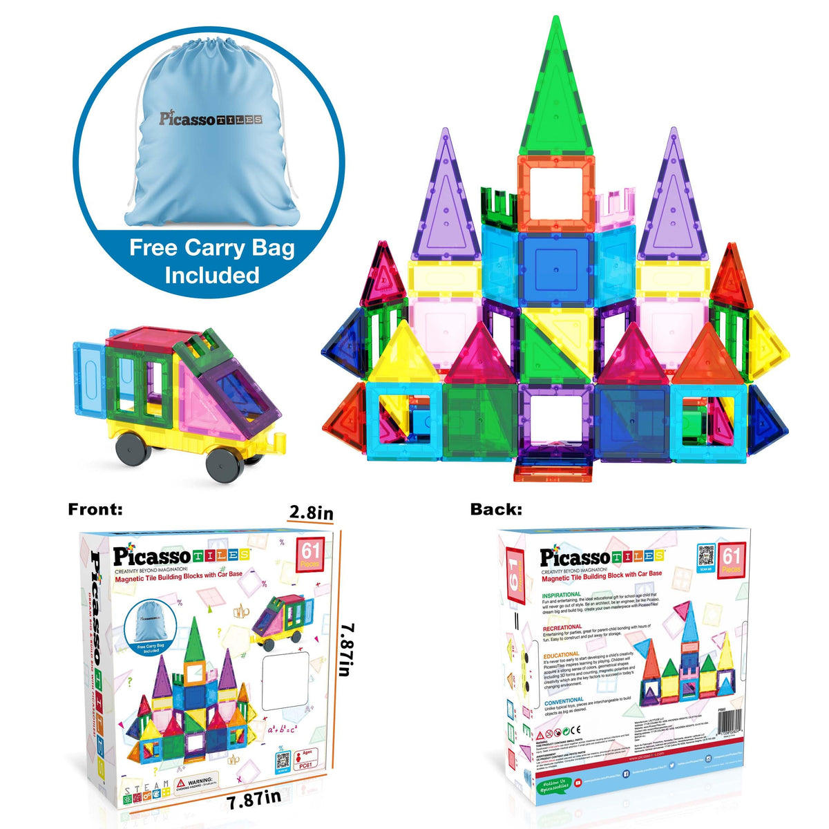 PicassoTiles portable storage case makes cleanup quick after playtime.