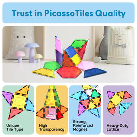 PicassoTiles pretend play tiles invite storytelling and cooperative building sessions.