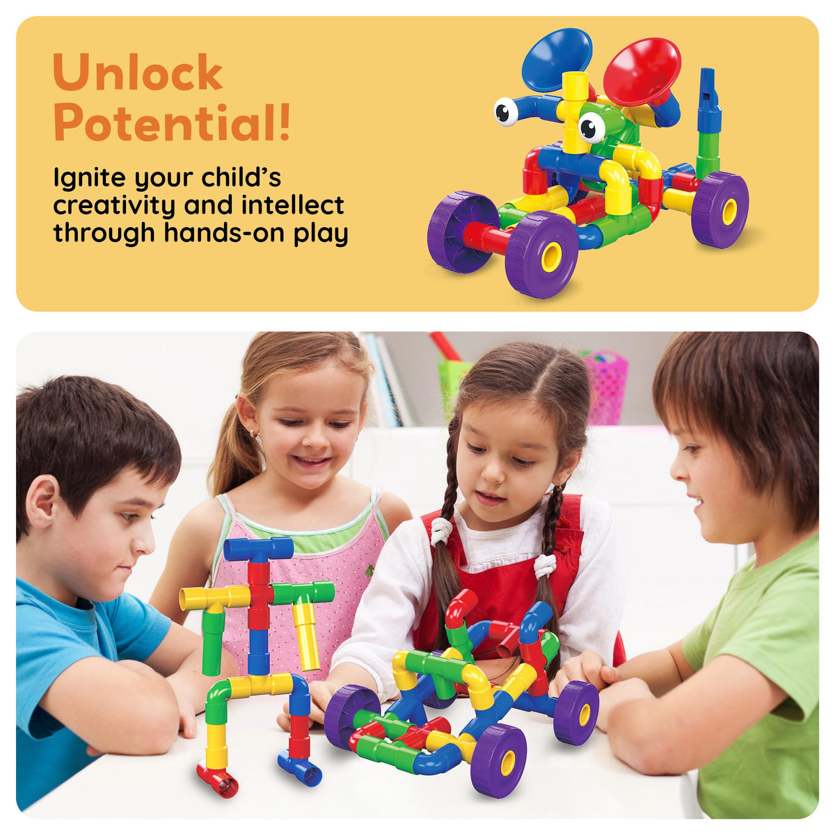 PicassoTiles PTT136 age 3+ friendly set for safe exploration and fine motor skills