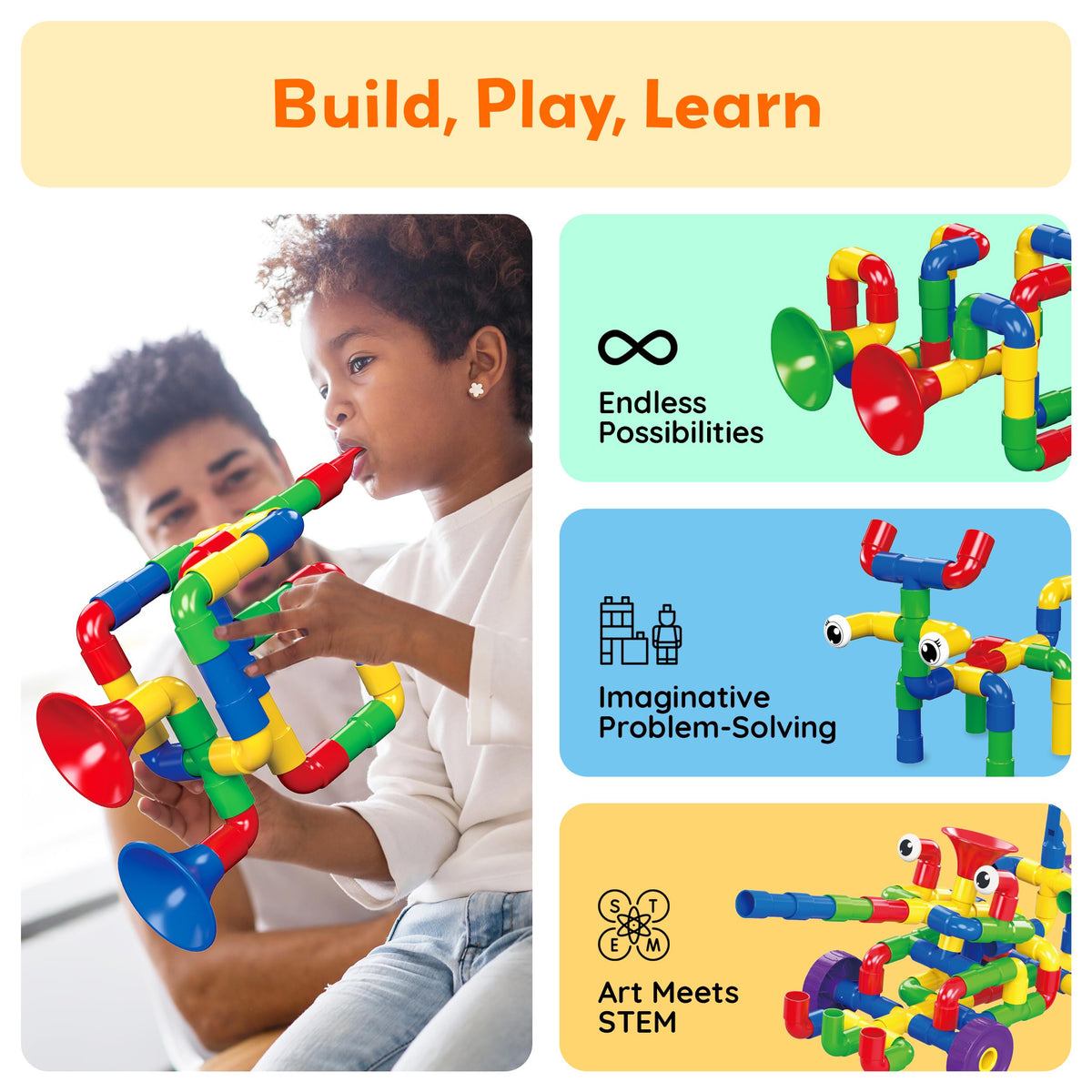 PicassoTiles PTT136 flute musical kit encourages imaginative play and sound exploration