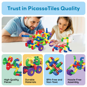 PicassoTiles PTT136 high-quality non-toxic materials ensure safe, durable building fun