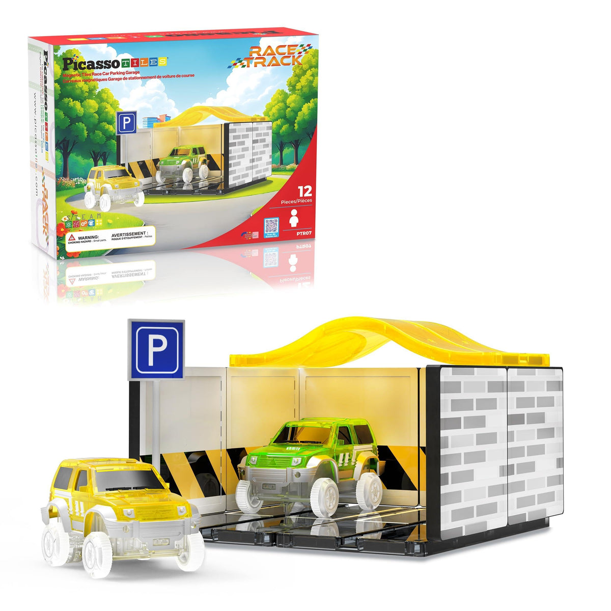 PicassoTiles race car track extension for expanding imaginative play and design.