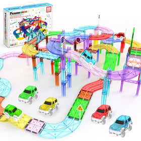 PicassoTiles race track bridge enhances hands-on building and imaginative STEM play.