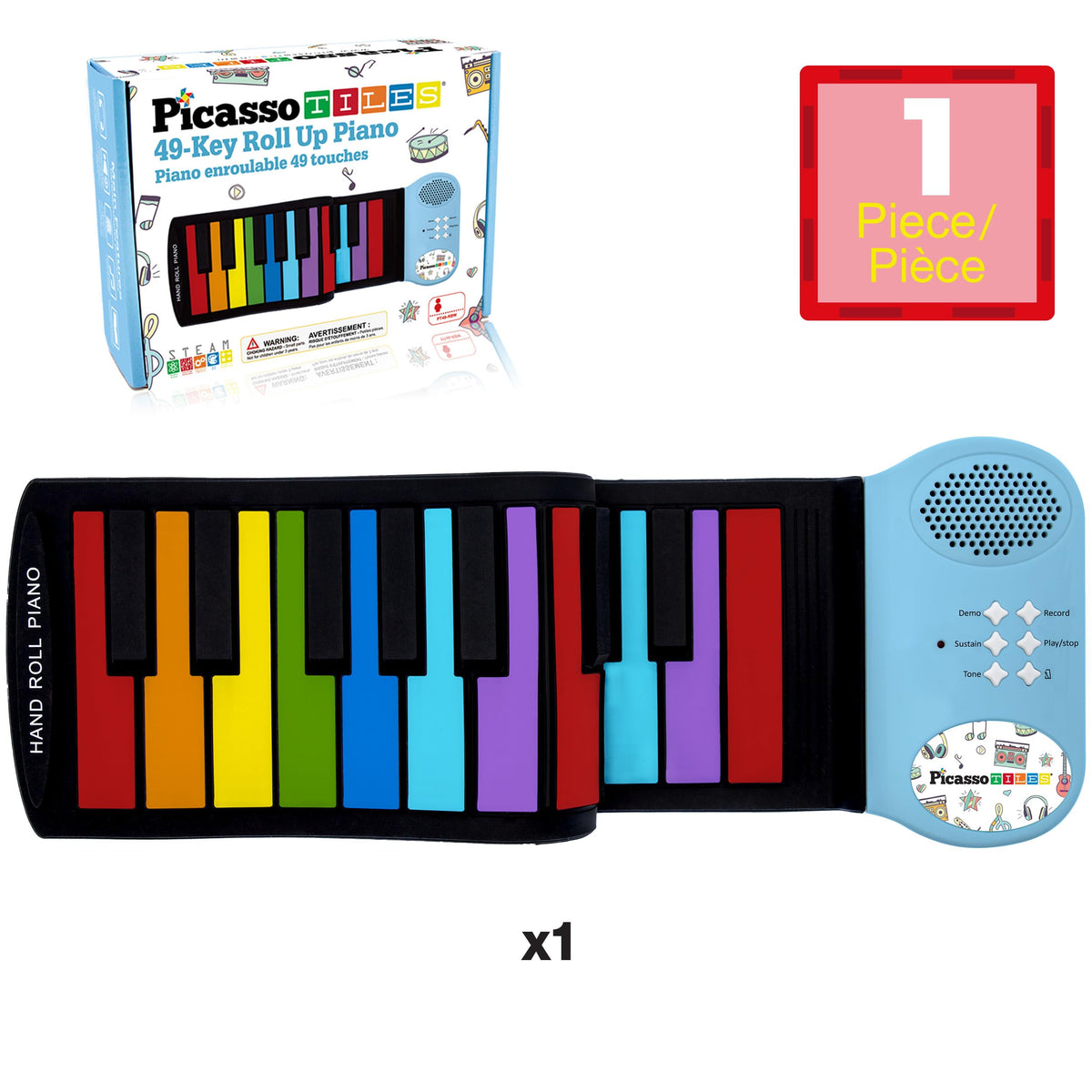 PicassoTiles rainbow design 49Key keyboard inspires colorful music exploration for kids.