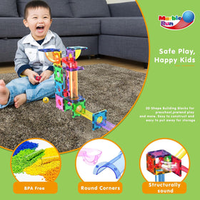 PicassoTiles rainbow magnetic tiles support color recognition during hands-on STEM play.