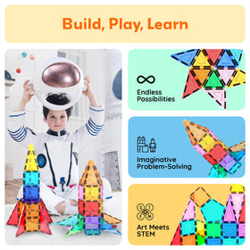 PicassoTiles right triangle tiles creative assembly enhances shape recognition and fine motor skills.