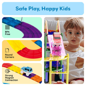 PicassoTiles road signs kit supports role play and social interaction during building sessions.