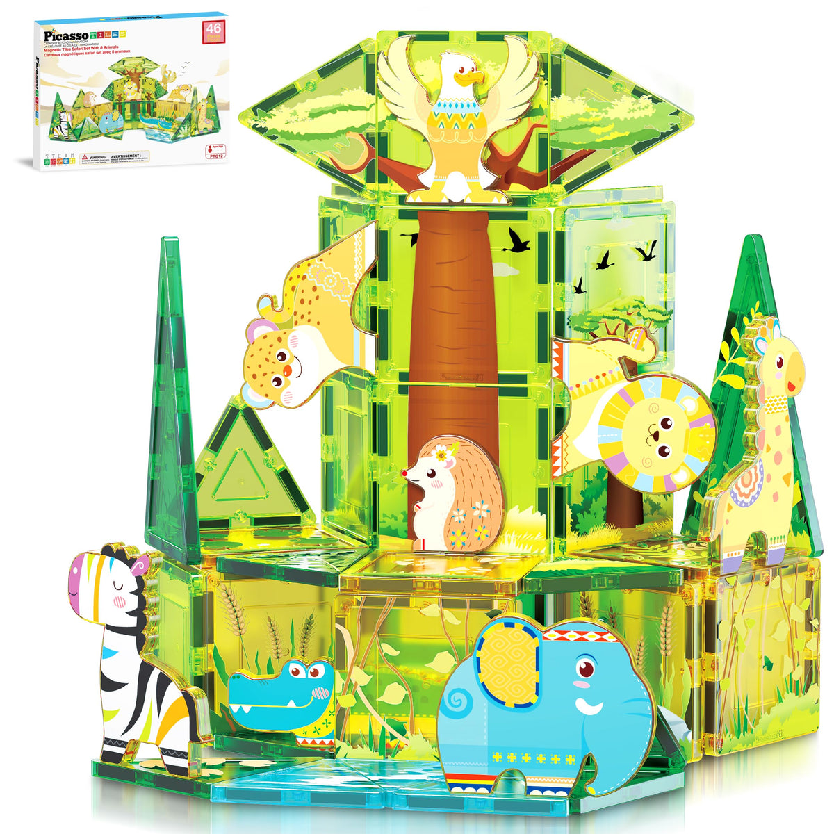 PicassoTiles safari tiles wide set for imaginative building adventures.