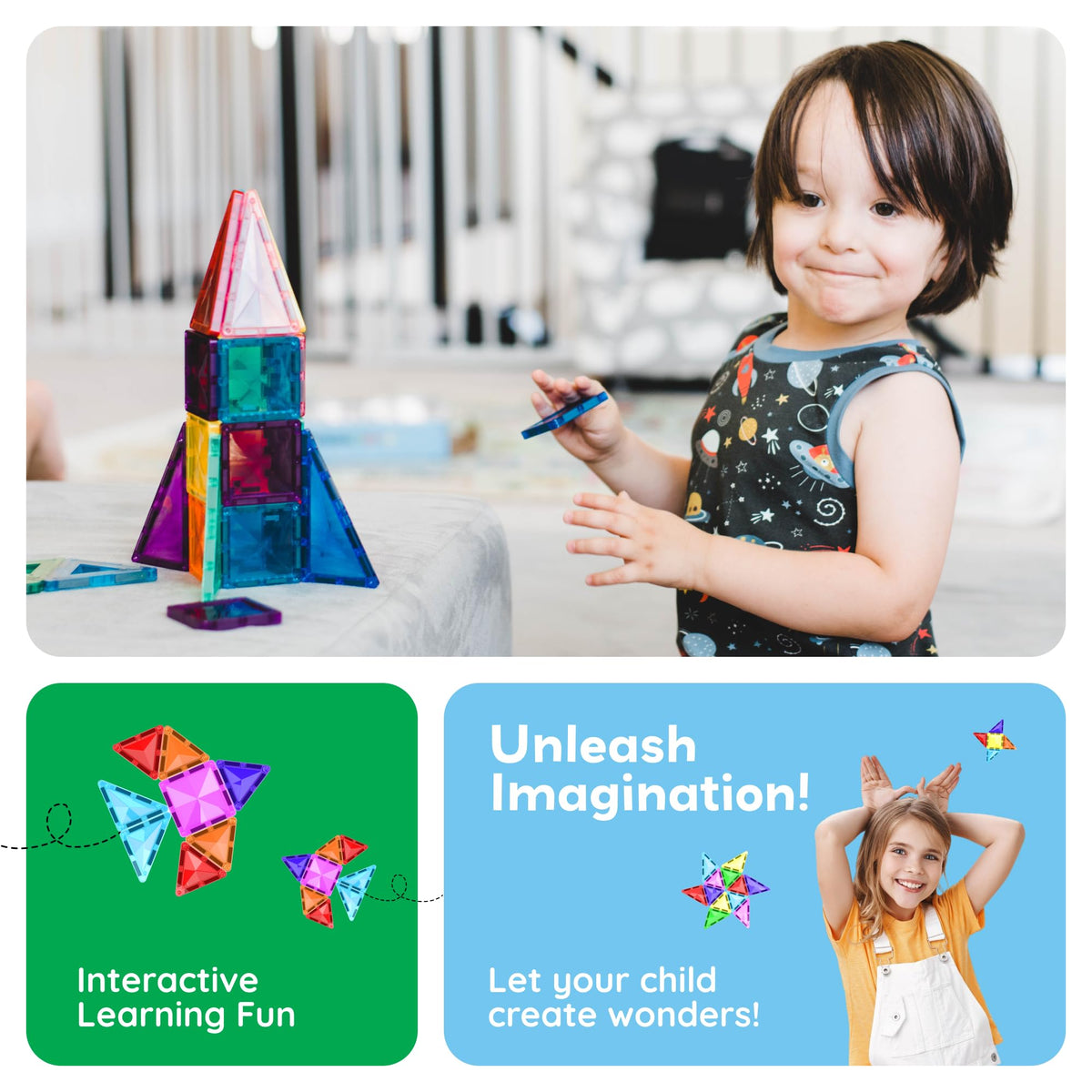 PicassoTiles safe ABS plastic ensures durable, edge-safe play for curious toddlers.