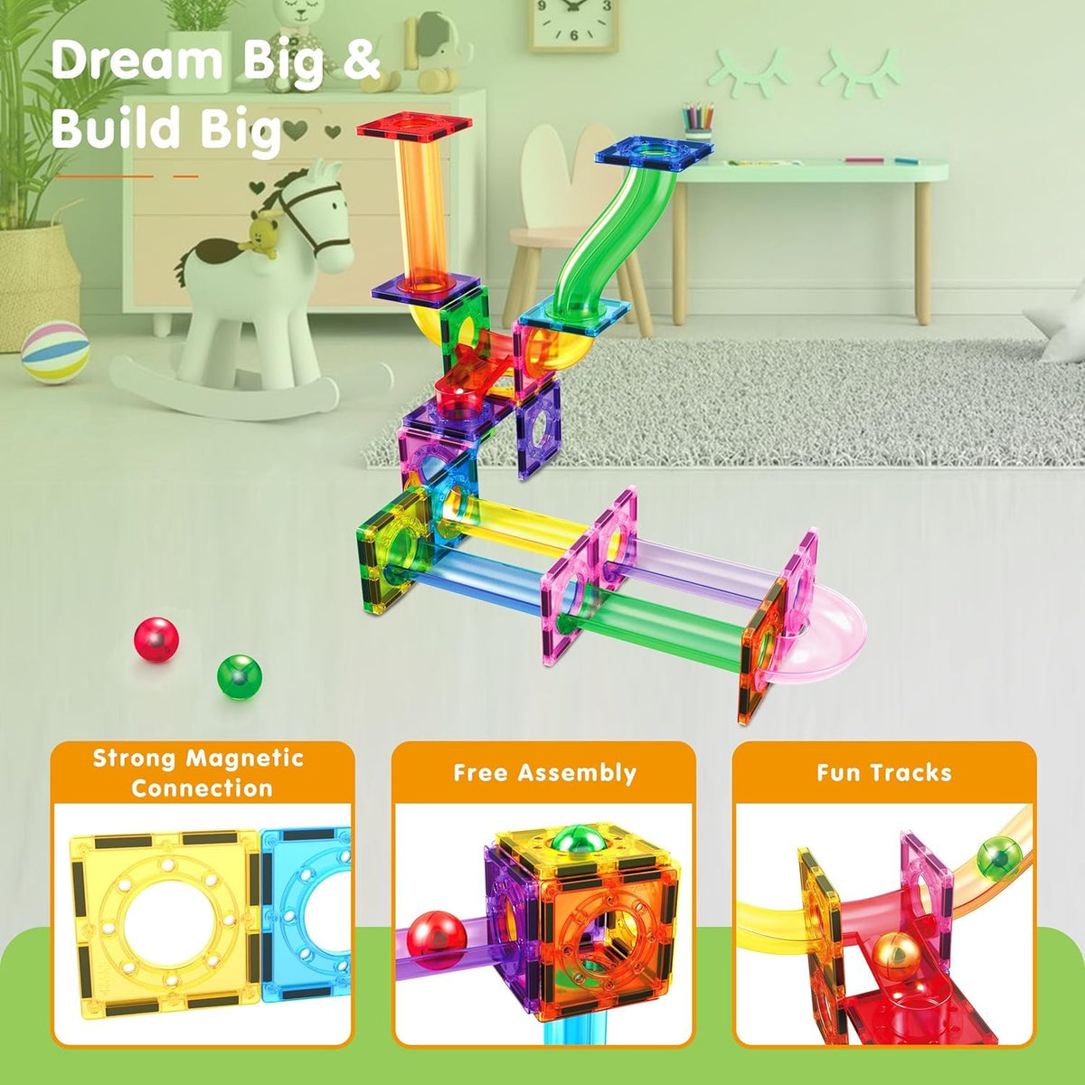 PicassoTiles BPA-free ABS plastic ensures safe, durable building blocks.