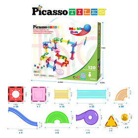 PicassoTiles slopes and Funnels guide marbles smoothly to encourage coordination