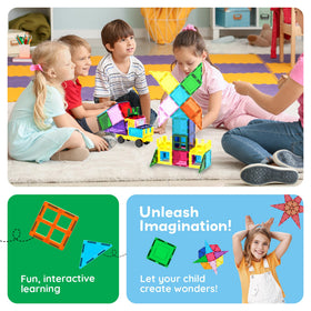 Smooth-edged PicassoTiles magnetic tiles for safe play