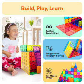 PicassoTiles Stem-Art-Play captures kids engaging with colorful magnets.