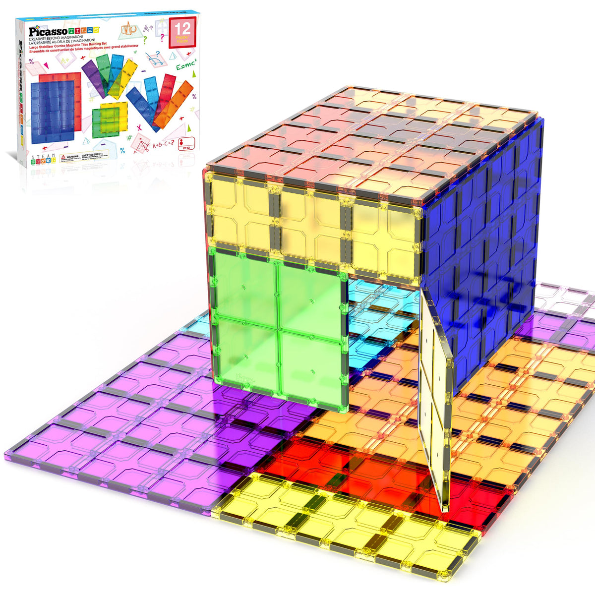 PicassoTiles supersized magnetic tile base plate enabling effortless stacking and early problem solving.