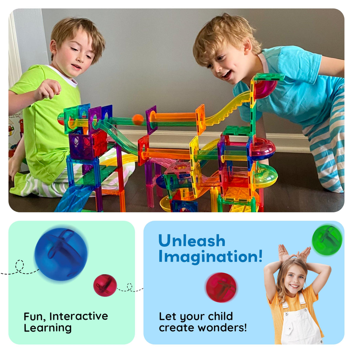 PicassoTiles translucent magnets enable easy, imaginative builds.