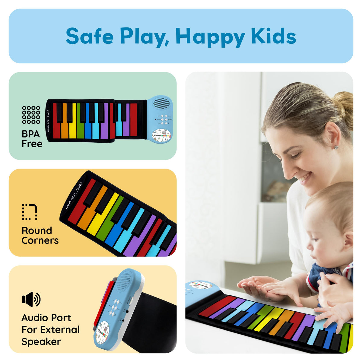 PicassoTiles compact travel-friendly piano suits classrooms and home play.