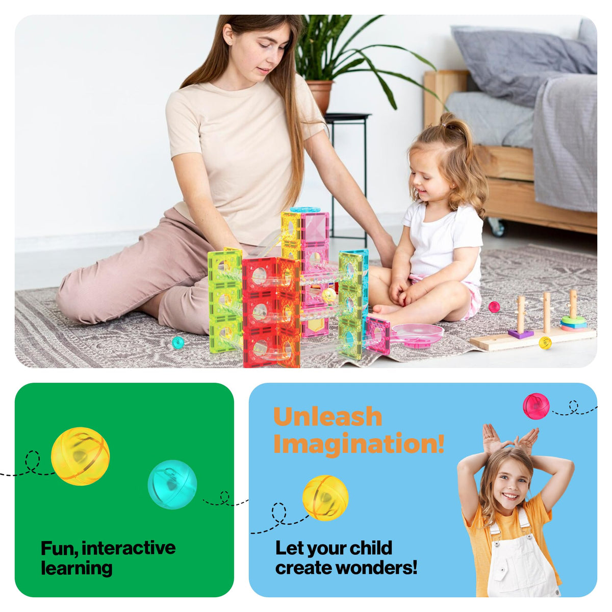 PicassoTiles travel-size marble set for on-the-go STEM play.