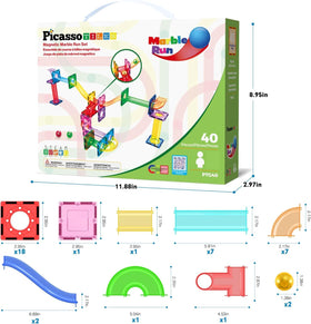 PicassoTiles tunnels and ramps enable modular 3D construction and experimentation.
