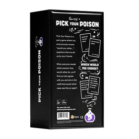 Ages 10+ group gathers for 30–60 minute Pick Your Poison play.