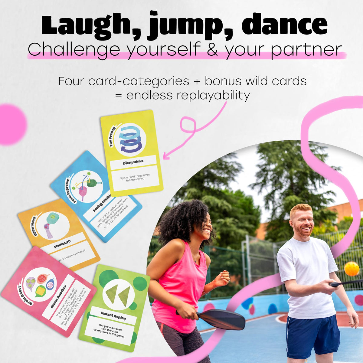 Pickleball Twist card game-jump-challenge sparks fast-paced action on the court.