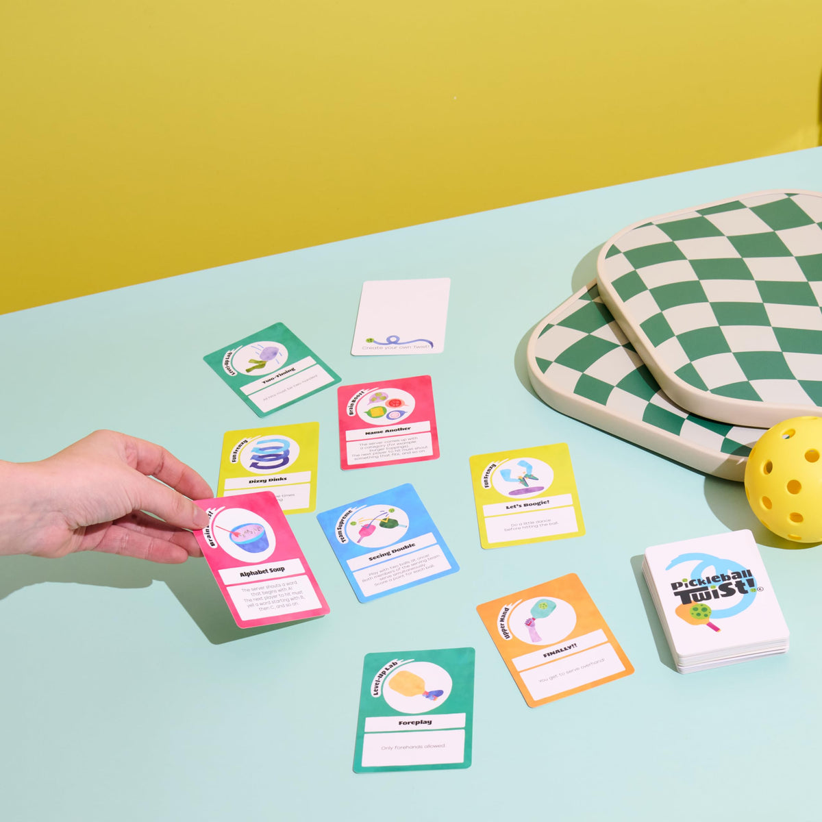Pickleball Twist card game-party-gathering perfect icebreaker for groups.