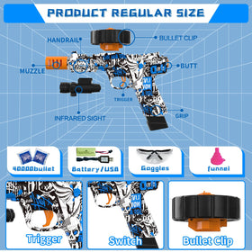 PICKMERA Electric Gel Ball Blaster rear view showing complete kit.