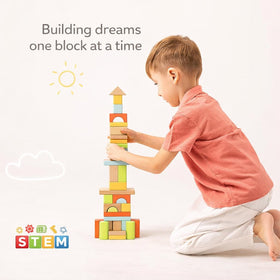 Pidoko Kids shape sorter lid with blocks encourages early color and shape recognition.