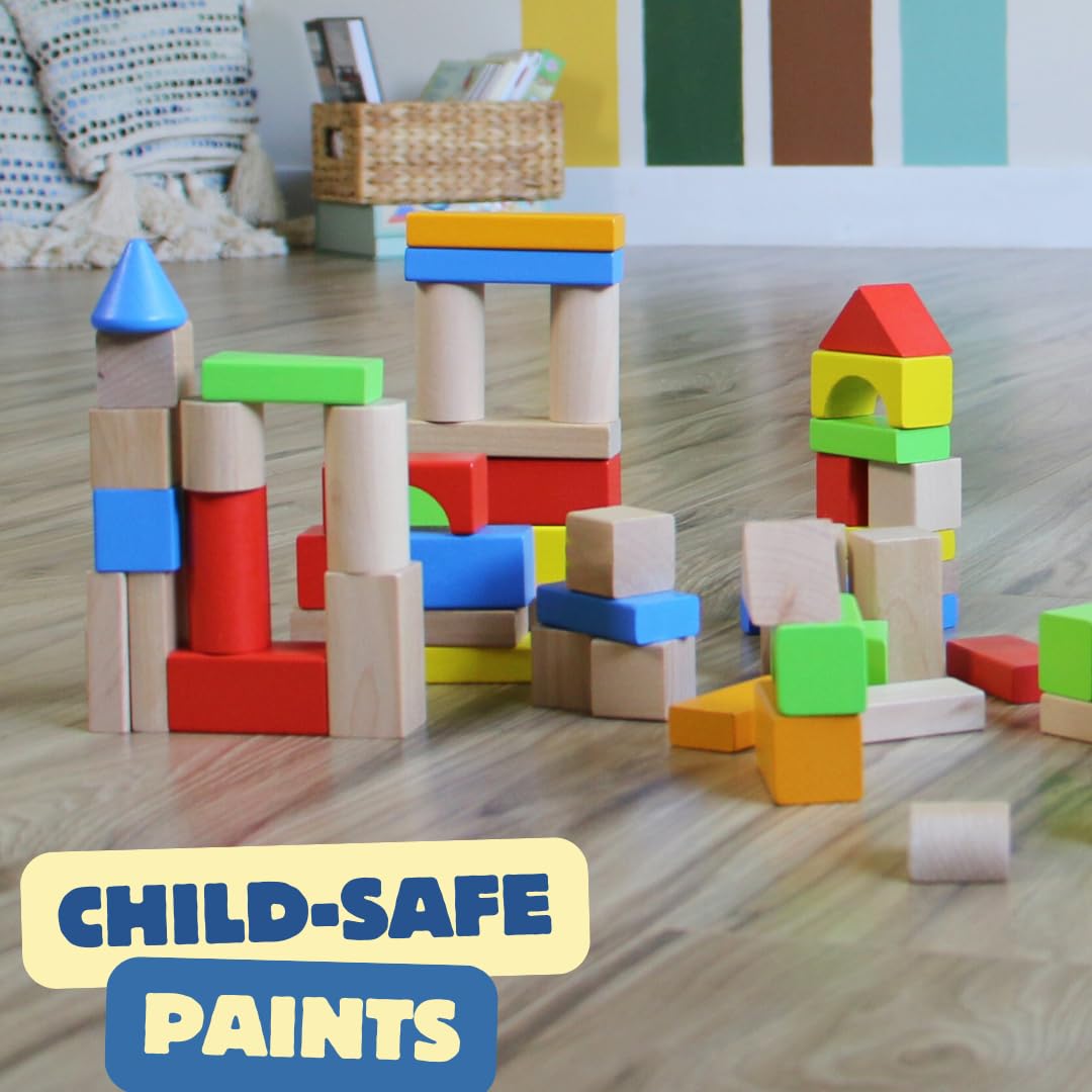 Pidoko Kids colorful blocks promote color recognition and stacking.