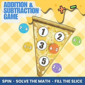 Pidoko Kids Matheroni Pepperoni pizza slice setup for math challenges.