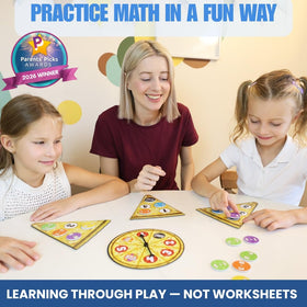 Pidoko Kids Matheroni Pepperoni spinner action engages kids in problem solving.