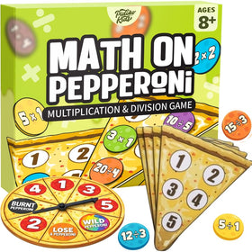Pidoko Kids Matheroni Pepperoni spinner for fast multiplication practice.