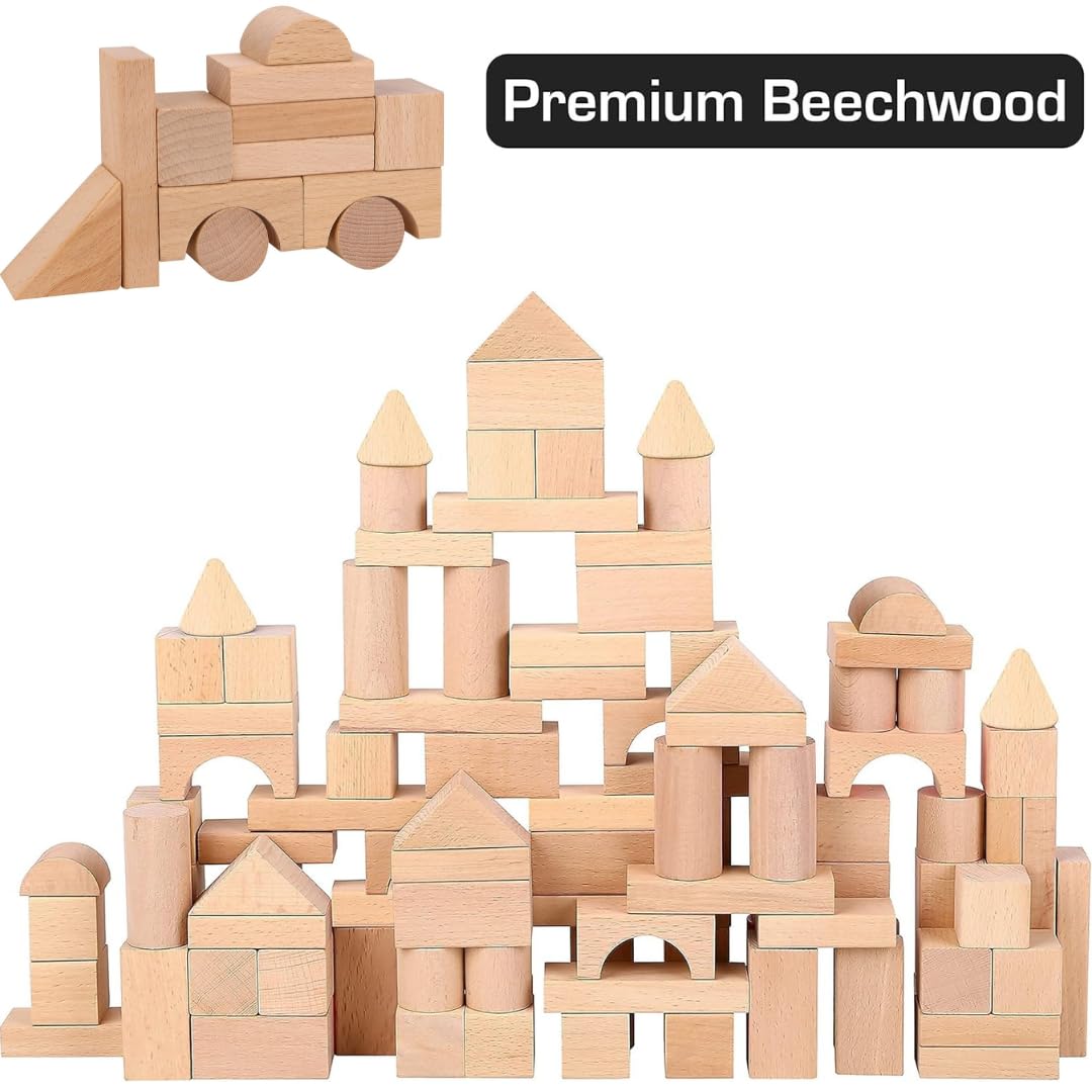 Pidoko Kids toddlers building imagined creations with wooden blocks