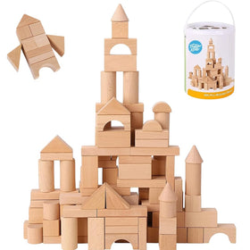 Pidoko Kids wooden blocks in natural beech wood inviting imaginative play and stacking practice
