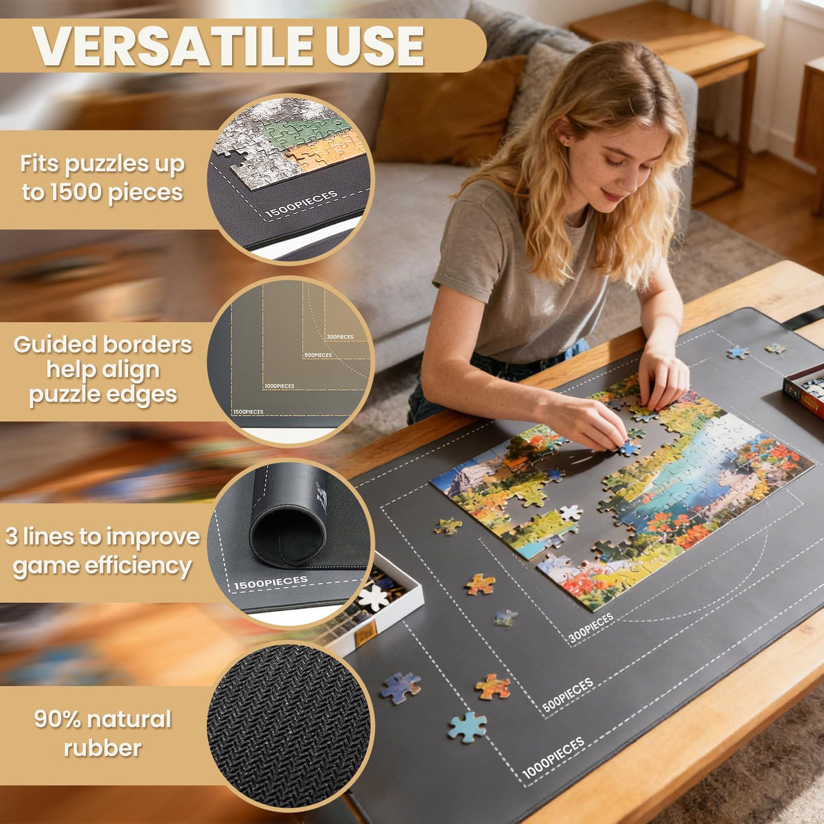 Piece Lab Durable puzzle protection rolled for safe transport.