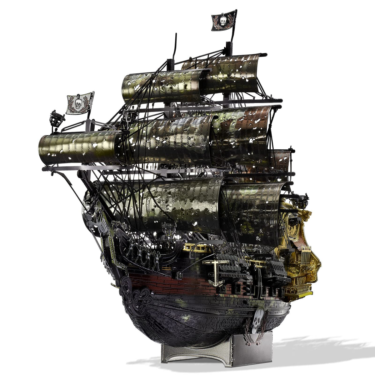 Piececool Queen Anne's Revenge model kit assembly in progress for display.