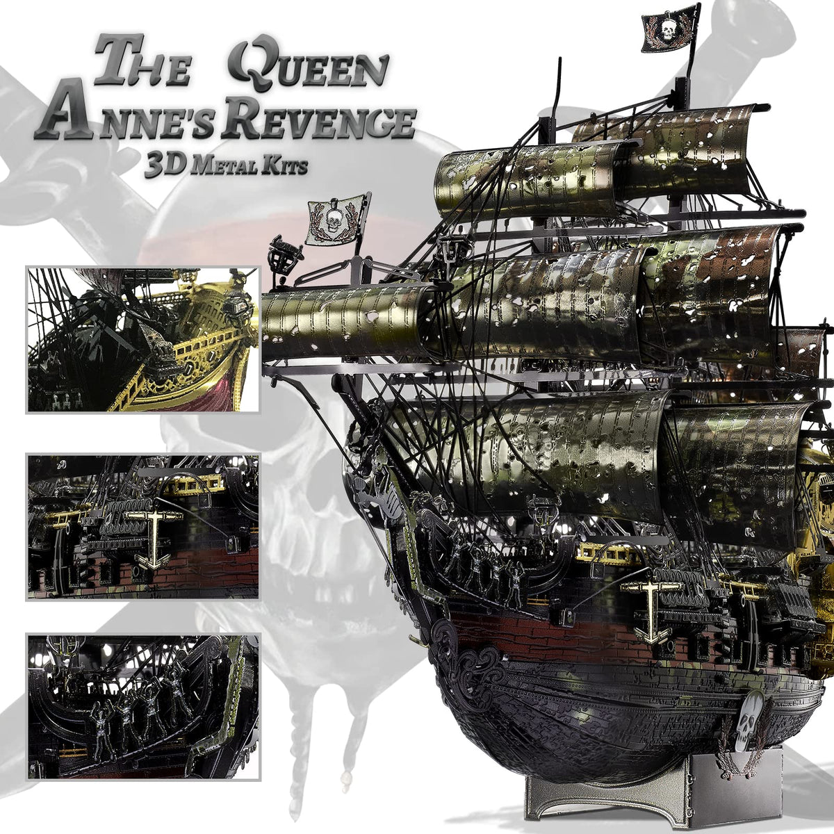 Piececool Queen Anne's Revenge mast and sails taking shape for a dramatic display.