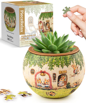 PieceRelax 3D puzzle flowerpot with interlocking pieces enhances home decor.