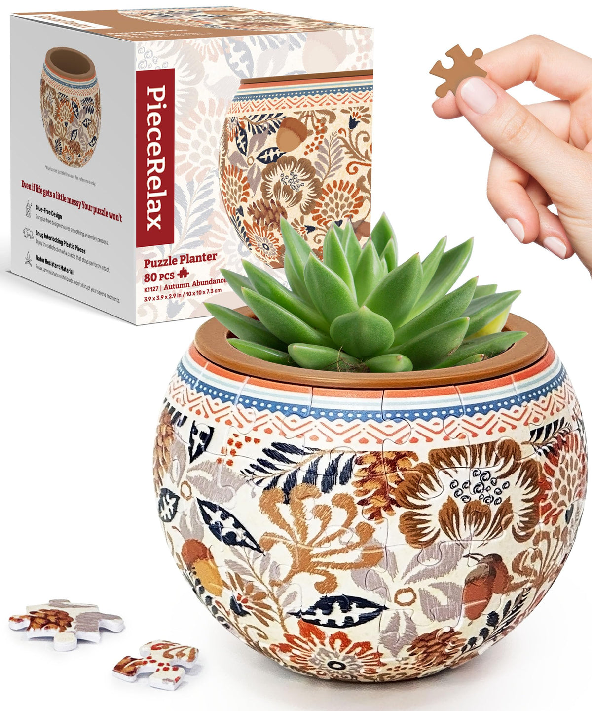 PieceRelax 3D puzzle planter close-up shows interlocking pieces for a sturdy planter