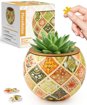 PieceRelax Daisy Breeze 3D puzzle planter setup with sturdy interlock for display.